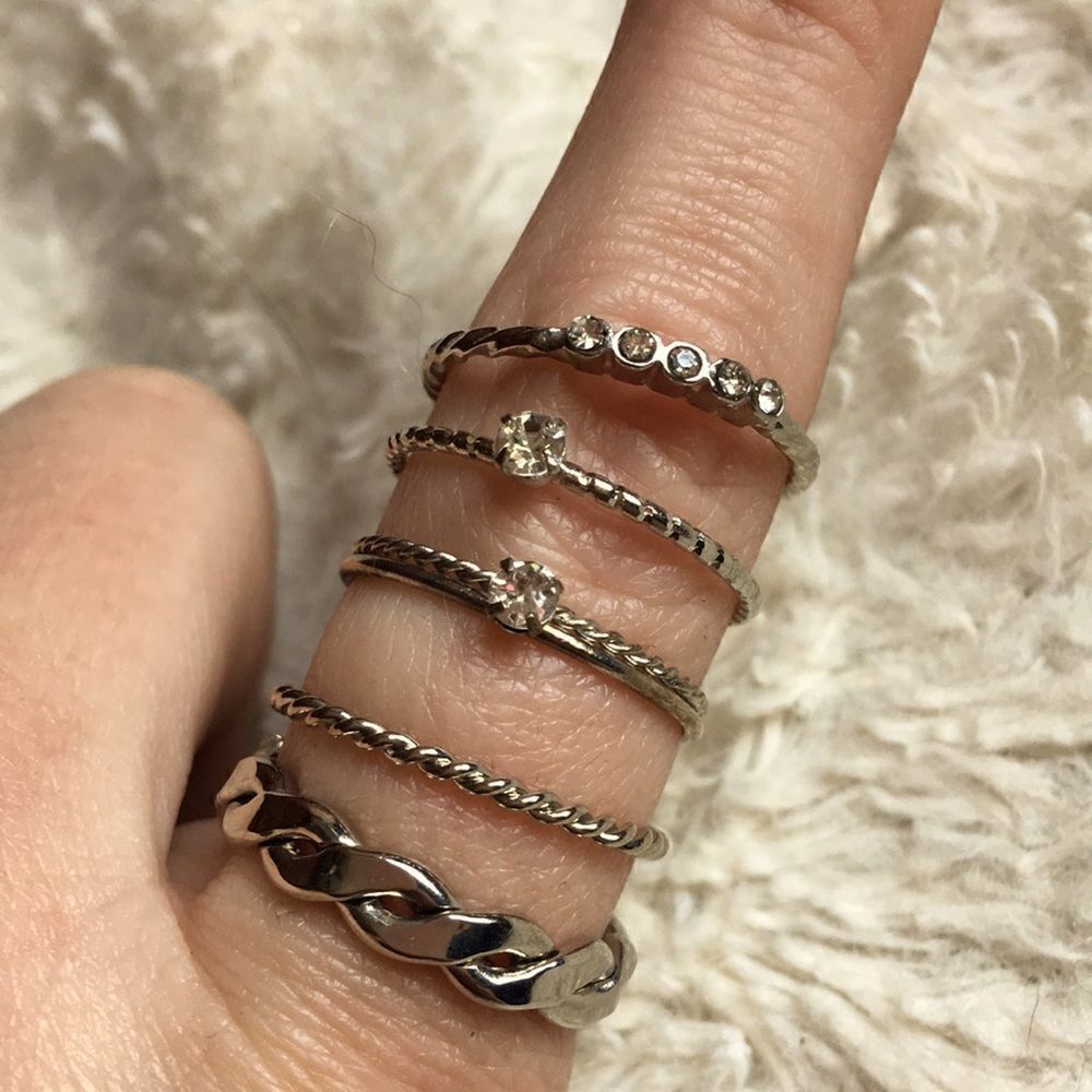 NEW Silvertone Midi Ring Set - Picture 2 of 6